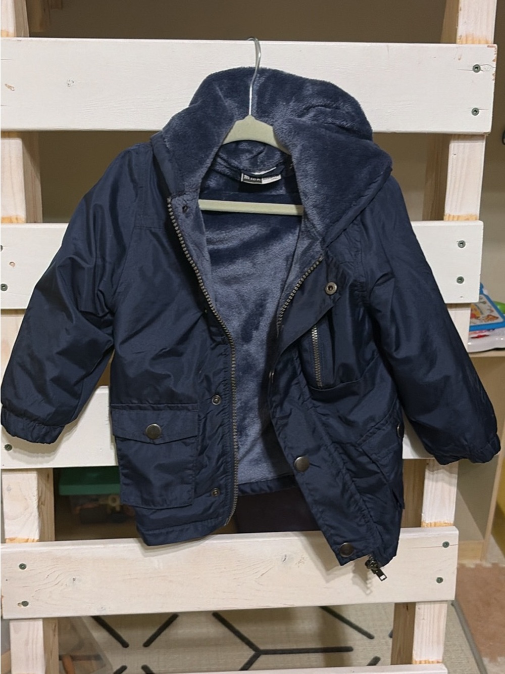 Kids Cozy Hooded Puffer Jacket in Navy